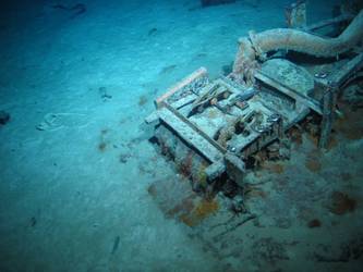 Quarterdeck depth charge rack - inverted on seabed